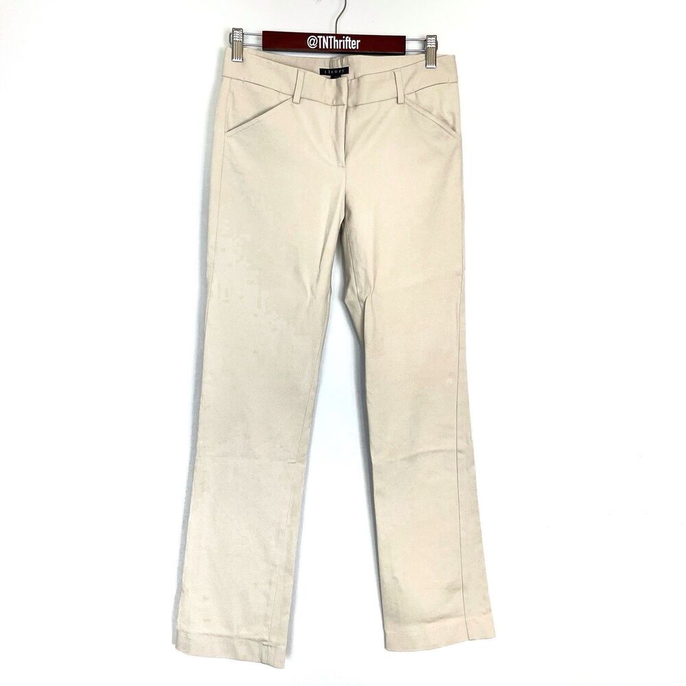 Theory Khaki Straight Leg Trouser Pants Women's Size 4 Workwear Professional